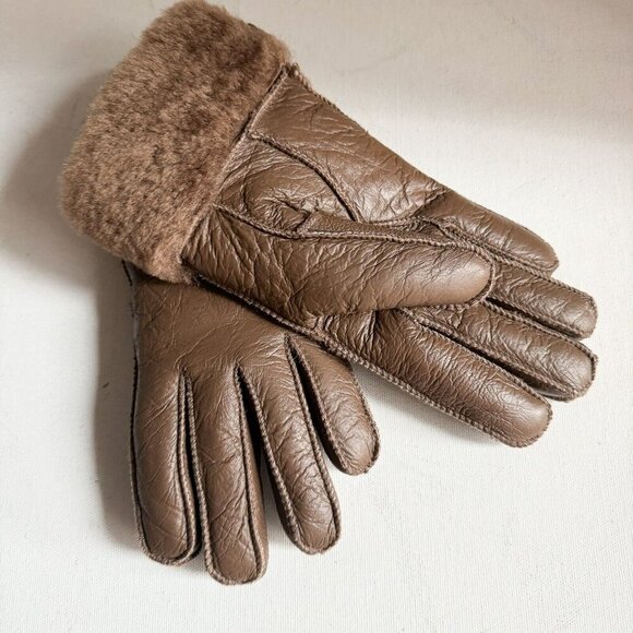 Lomo Brown Shearling Ladies Gloves S - Picture 4 of 5